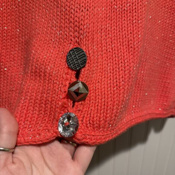 Pure Handknit Coral Cardigan Sweater Artsy Buttons Lagenlook Size XL - Picture 6 of 6